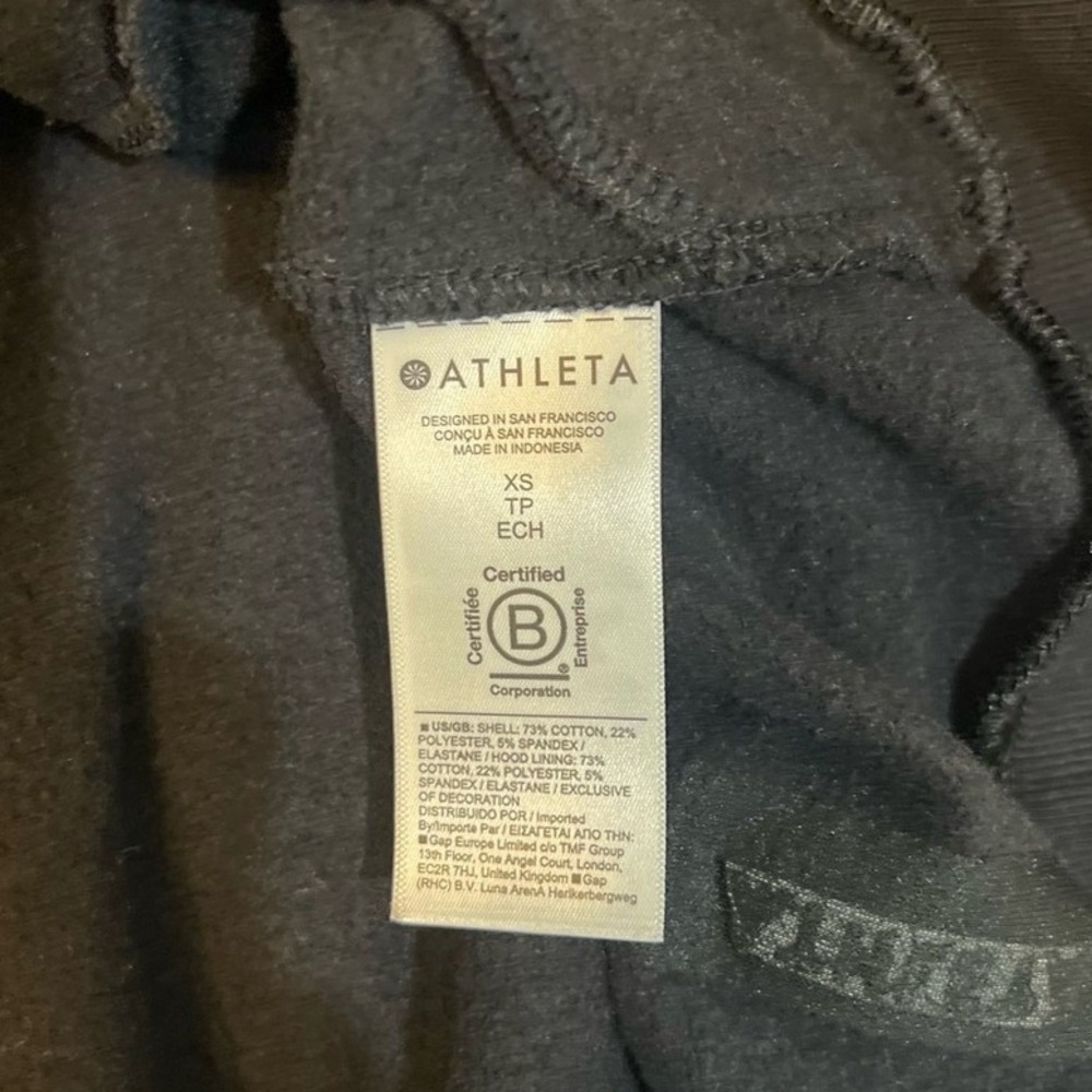 NWT Athleta Easy Forever Fleece‎ 1/2 Zip Hoodie Sweatshirt Black XS - Picture 10 of 11
